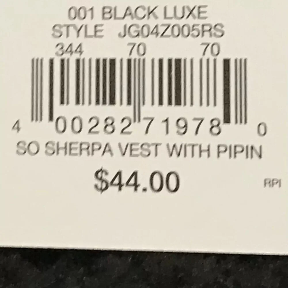 SO Women's Full Zip Sherpa Vest Size S Warm & Cozy Black/Grey/ Mauve - Choose C.